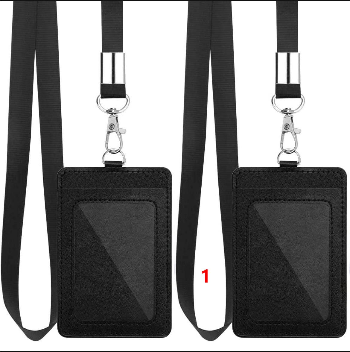 PU Leather ID Card Holder Access Card Case with Retractable Lanyard Meal Card Work Badge Holder